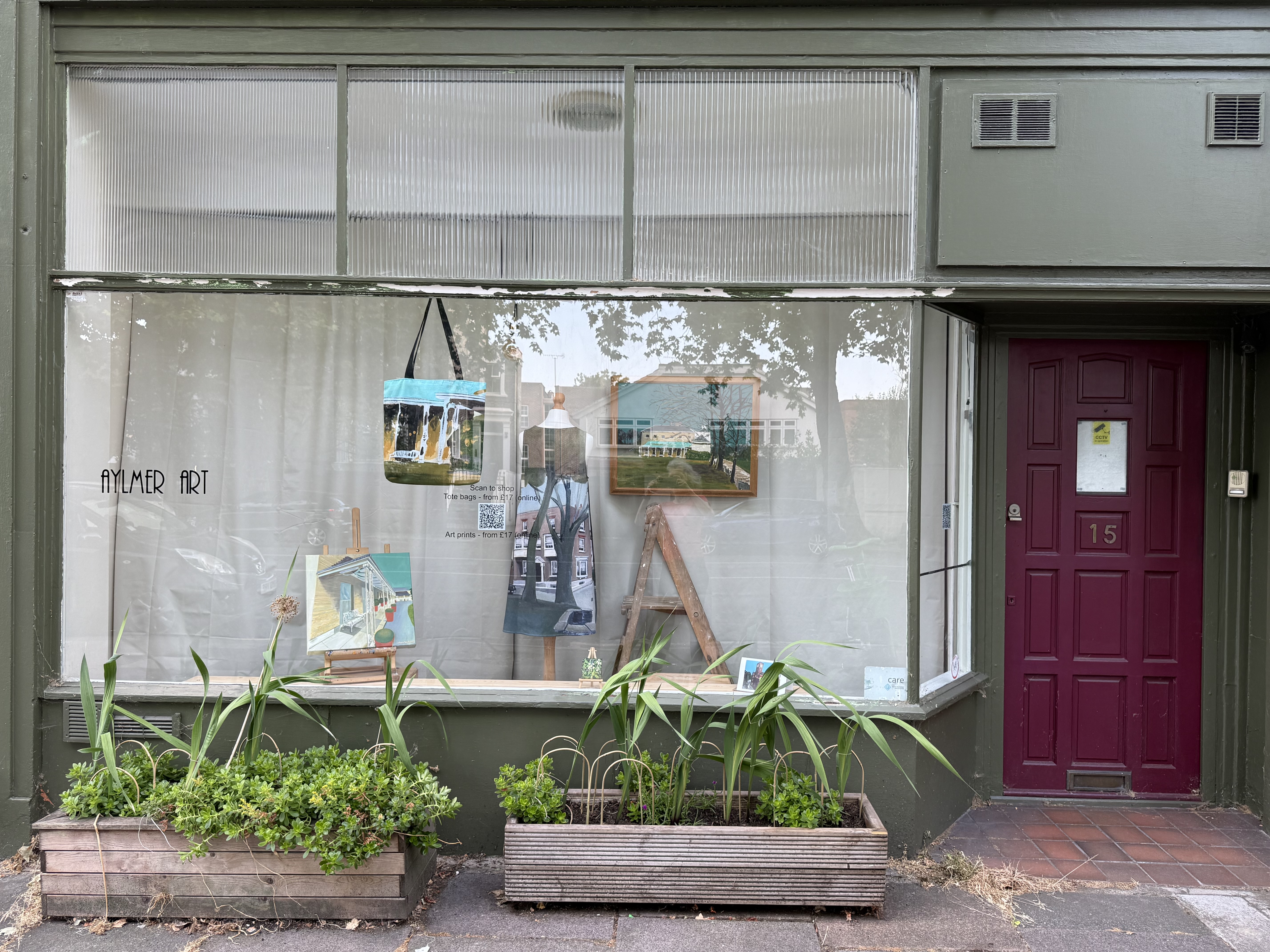 Aylmer Art window at 15 Aylmer Parade, Highgate